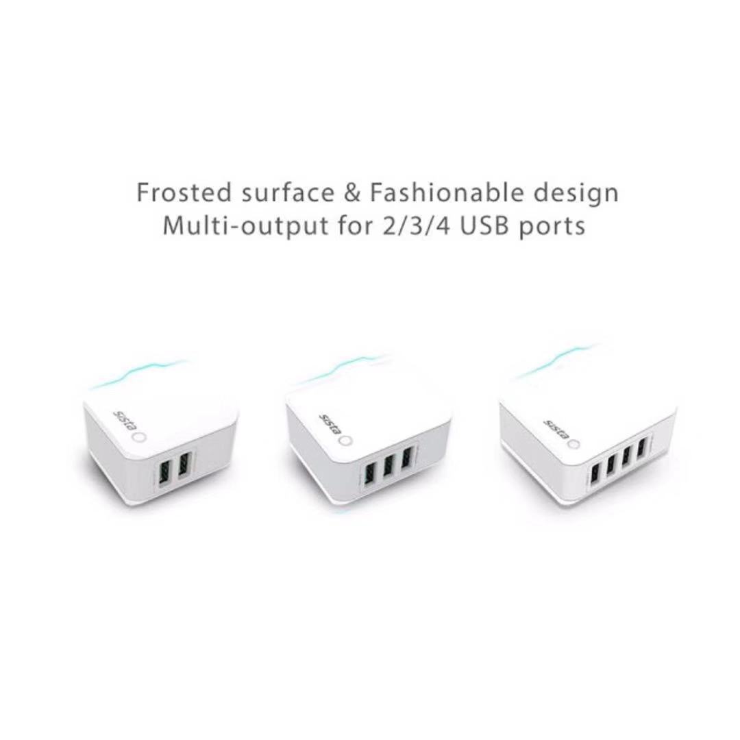 SISTA 4-PORT (4.4A) 2IN1 TRAVEL CHARGER WITH DETACHABLE UK PIUG (REDAY STOCK)